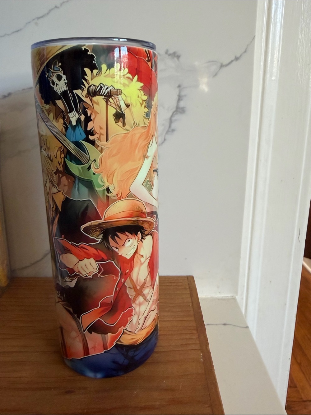 Anime Crew Stainless Tumbler — Red, Blue, Yellow Graphic [one piece anime]